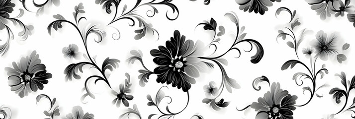 Wall Mural - Elegant Monochrome Floral Illustration