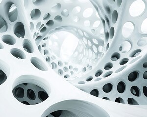 Poster - Abstract white 3D structure with holes.