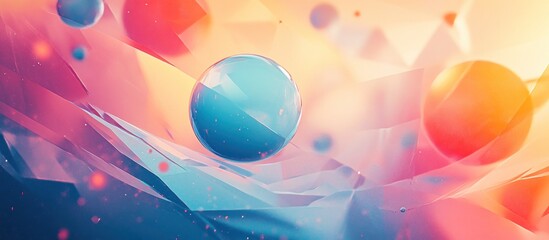 Wall Mural - Abstract colorful spheres and geometric shapes.