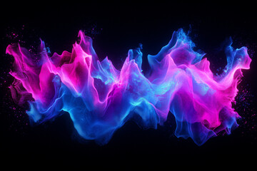 Wall Mural - Abstract neon pink and blue high speed light waves on a black background