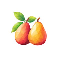 Wall Mural - Stylized Geometric Mango and Guava Pair Illustration