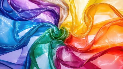 Sticker - Vibrant rainbow silk ribbons swirling together