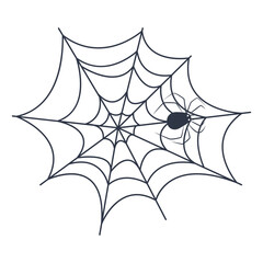 Black Spider Web Decoration. Isolated on White Background. Vector Illustration in Classic Design Pattern