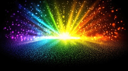 Wall Mural - Vibrant rainbow light rays bursting from a central point