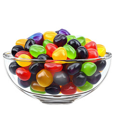 Wall Mural - colorful jelly beans in glass bowl on white background