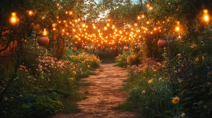 Sticker - Lit garden path.