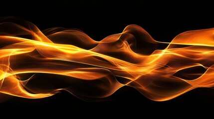 Fototapete - Abstract Orange Waves on Black Background
