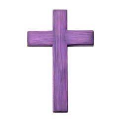 Purple Wooden crucifix cross lent concept isolate on transparent background