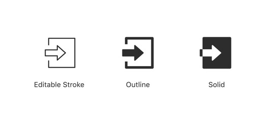 Poster - login icon, sign in icon set. login account vector icon, arrow symbol, door enter sign. editable stroke outline style for app user interface and web elements