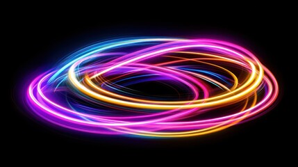 Fototapete - Abstract Neon Light Trails: Vibrant Swirls of Color in Motion