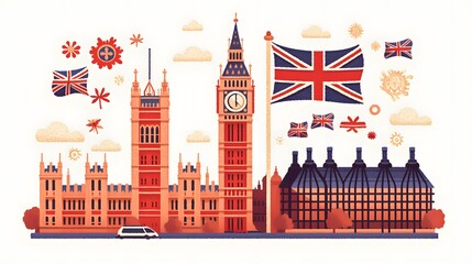 embroidered london patch isolated on a transparent background, designed with detailed stitching.