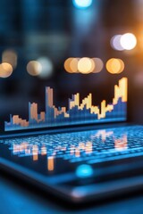 Poster - Dynamic Digital Marketing Data Visualization on Laptop Screen at Night
