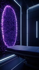 Poster - Futuristic Surgical Suite with Bioinformatics Visuals in Modern Design