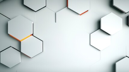 Poster - Abstract Hexagon Pattern  White 3D Geometric Background