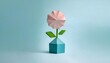 © CatNap Studio - Goal of life, growth and, motivation concept: Geometric shapes unfolding into a flower, structured growth.