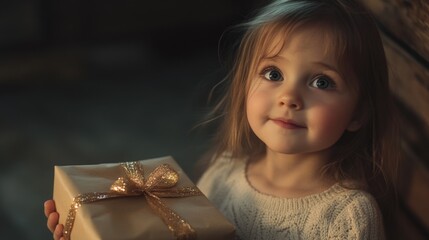 Wall Mural - Girl Holding Gift