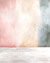 Poster - Pastel Gradient Backdrop Transitioning from Delicate Blush to Muted Sand Tones with Faint Textural Overlay Showcasing Painterly Brushstrokes and a Polished Contemporary Aesthetic