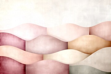Poster - Tranquil pastel gradient panorama blending from dusty rose to soft tan hues incorporating a gentle textured overlay for a polished minimalist style reminiscent of 1960s abstract art