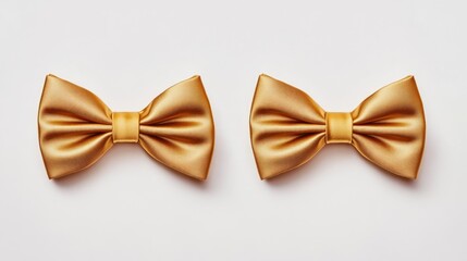 Canvas Print - Two Gold Bow Ties on White Surface