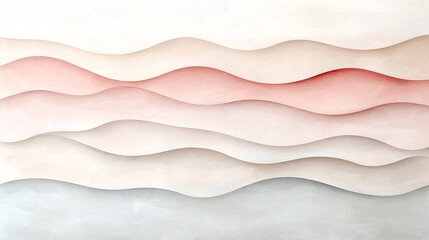 Poster - Serene minimalist seascape with a pastel gradient background gently shifting from soft pink to soothing beige featuring a subtle textured overlay that lends visual interest and depth