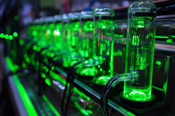 green neon liquid cooled super computer