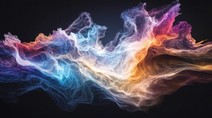 Poster - Abstract representation of sound waves merging through colorful shapes in a musical art form environment captivating the audience's minds and hearts