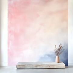 Poster - Elegant minimalist backdrop featuring a delicate pastel gradient from pale pink to warm beige with added textured noise for a refined modern feel that creates a calming sophisticated atmosphere