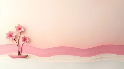 Poster - Soothing pastel gradient transition from pink to beige hues with a delicate and calming textured overlay
