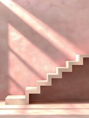 Poster - Delicate pastel gradient backdrop in shades of rose and cream with a subtle mottled texture and a minimalist composition of geometric shapes