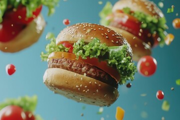 Sticker - Hamburger with Lettuce Tomato