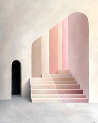 Poster - Sophisticated pastel gradient scene with delicate pink to soothing beige tones accented by a lightly textured overlay for a sleek contemporary feel within a minimalist