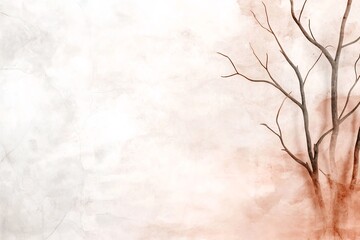 Poster - Serene and minimalist landscape painting featuring a gradient transition from soft blush to muted tan tones with a faint textural pattern overlaying the background for a refined elegant aesthetic