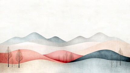 Poster - Serene and Modern Minimalist Landscape with a Gradient Transition from Light Coral to Subtle Tan Infused with a Faint Textural Pattern Evoking a Sense of Elegant and Understated Beauty