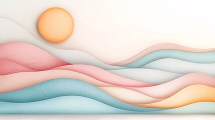 Poster - Serene and ethereal pastel gradient landscape with minimal geometric waves delicate textural elements and a harmonious dreamlike color palette  A modern