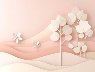 Poster - Tranquil pastel gradient landscape scene with a subtle textural effect and a modern minimalist aesthetic  The peaceful soothing environment features a gentle blend of pink to beige hues