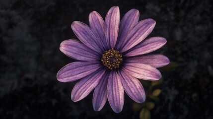 Wall Mural - Purple Flower with Yellow Center