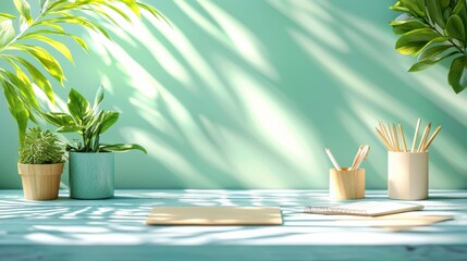 Aufkleber - Creating an inspiring workspace a light-filled cubicle with a nameplate in a fresh and inviting environment