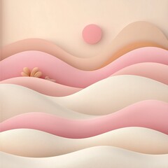 Poster - Serene pastel gradient background in delicate pink and beige tones enhanced with a gentle textured noise effect presenting a minimalist contemporary design with balanced geometric elements