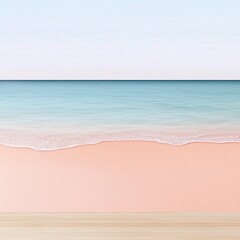 Poster - Serene and Minimalist Coastal Landscape with Gradient Transition from Light Coral to Muted Sand Subtle Textural Details and a Calming Tranquil Atmosphere