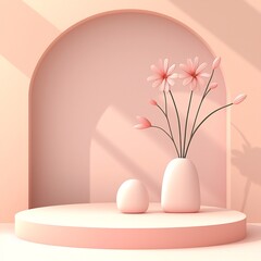 Poster - Delicate pastel gradient backdrop in muted pink and warm beige hues with a gentle textured effect presenting a clean and contemporary style natural lighting and a tranquil