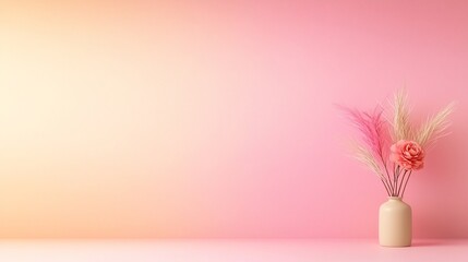 Poster - Soft pastel gradient backdrop ranging from delicate pink to warm beige tones featuring a subtle textured noise overlay for a refined and elegant aesthetic  This minimalist