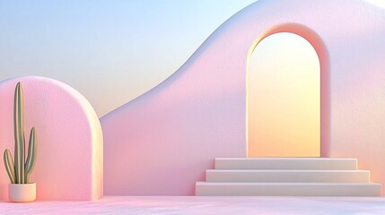 Poster - Elegant pastel gradient background in soft pink and beige tones with a delicate textured noise overlay and a contemporary minimalist aesthetic