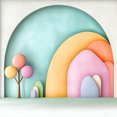 Poster - Delicate Pastel Gradient Canvas with Faint Textured Overlay and Simple Geometric Shapes in a Soft Color Palette Contemporary Digital with Serene Influence and Minimal Studio Backdrop