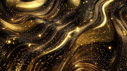 Poster - Swirly abstract design with black and gold