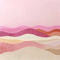Poster - Pastel Gradient Horizon with Textured Overlay   Serene and Contemporary Landscape Artwork  Gentle pink to beige color blend soft and tactile textured overlay