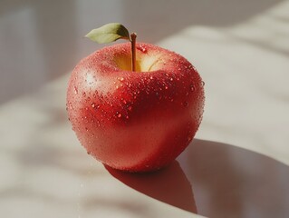 Wall Mural - Red Apple on White Table