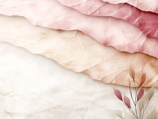 Poster - Soft gradient hues transitioning from blushing pink to muted beige with an ethereal textured overlay in a clean contemporary visual style  This abstract