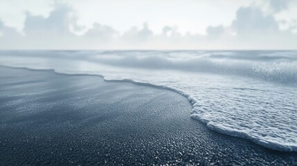 Wall Mural - Serene Coastal Scene: Waves Gently Kissing the Shore