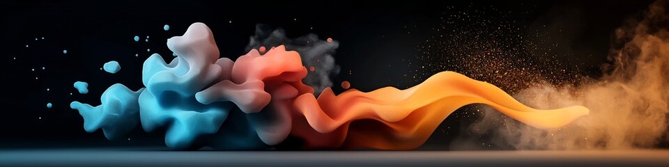 Poster - Vibrant and dynamic of a wave packet undergoing absorption emission and scattering at certain frequencies creating a mesmerizing and visually captivating abstract animation