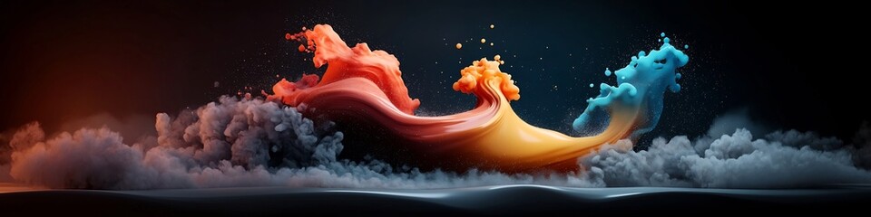 Poster - A visually striking digital depicting the dynamic animation of a wave packet as it undergoes absorption emission and scattering at various frequencies